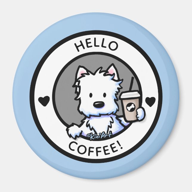 KiniArt Coffee Westie Magnet (Framsidan)