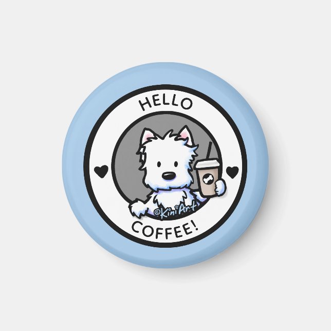 KiniArt Coffee Westie Magnet (Framsidan)