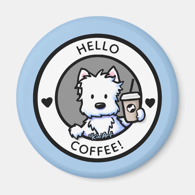 KiniArt Coffee Westie Magnet (Framsidan)