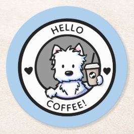 KiniArt Coffee Westie Underlägg Papper Rund