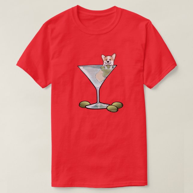KiniArt Corgi Martini T-Shirt (Design framsida)