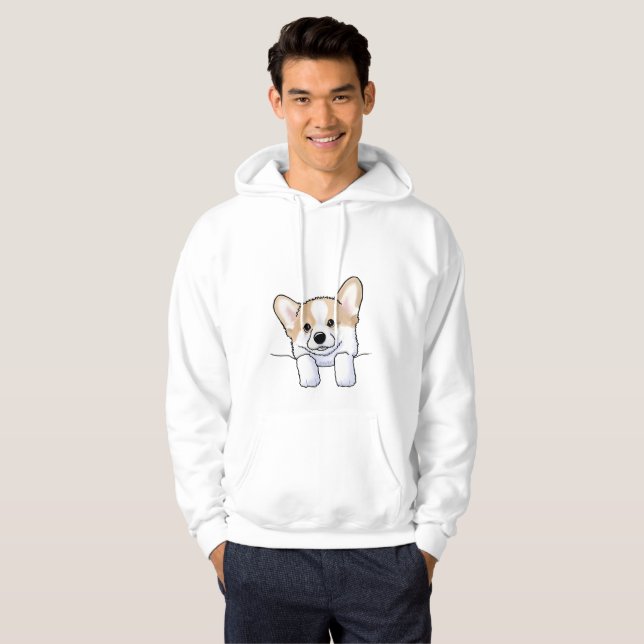 KiniArt Corgi Pocket Puppy Hoodie (Hel framsida)