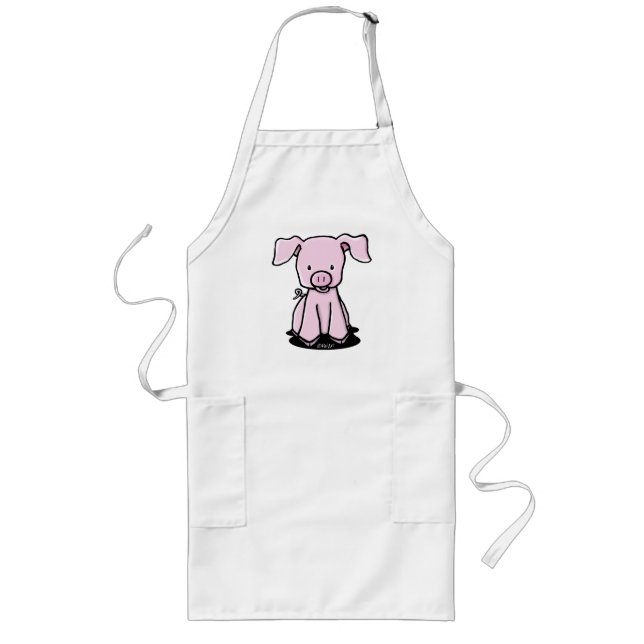 KiniArt Cute Baby Pig Apron Långt Förkläde (Framsidan)