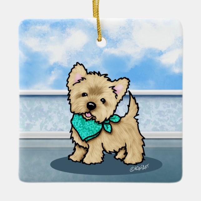 KiniArt Cutieface Cairn Ceramic Ornament (Framsida)