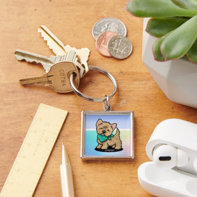 KiniArt Cutieface Cairn Keychain Fyrkantig Silverfärgad Nyckelring (Skrivbord)
