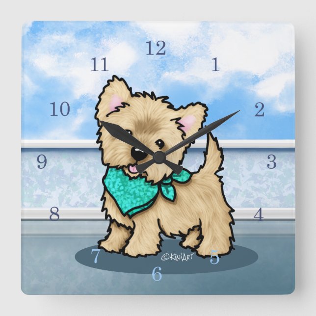 KiniArt Cutieface Cairn Square Wall Clock Fyrkantig Klocka (Framsida)