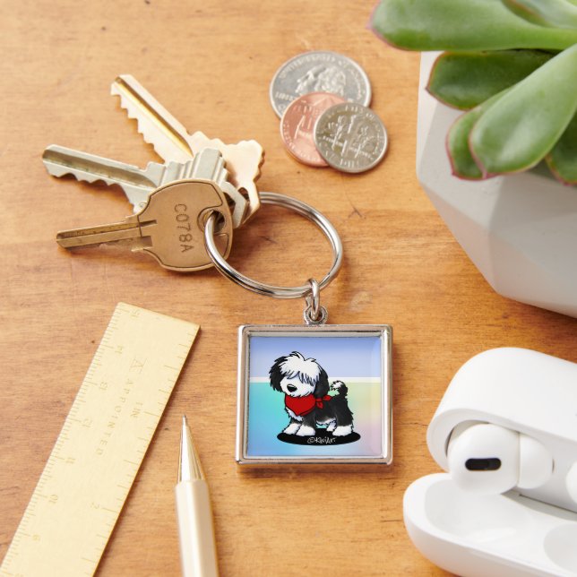 KiniArt Cutieface Havanese Keychain Fyrkantig Silverfärgad Nyckelring (Skrivbord)