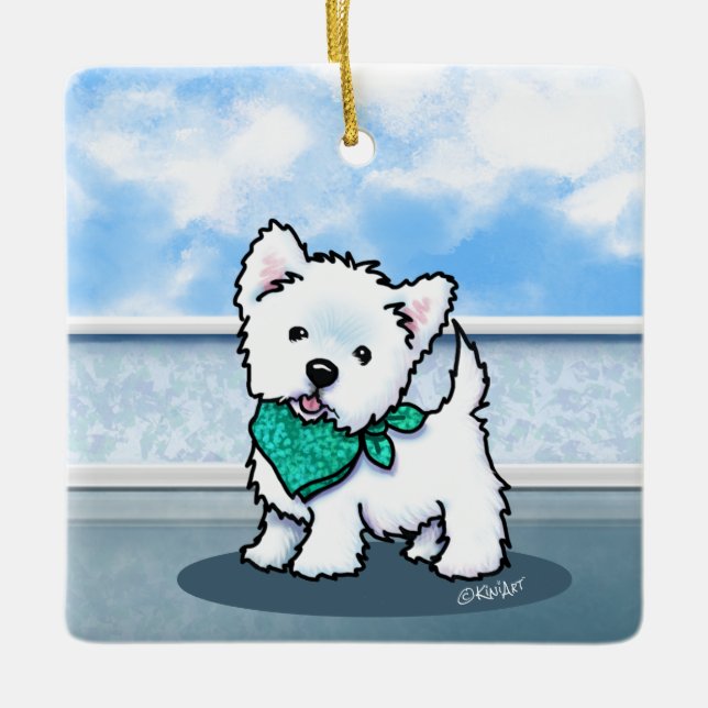 KiniArt Cutieface Westie Ceramic Ornament (Framsida)