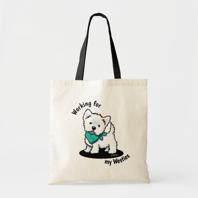 KiniArt Cutieface Westie Tote Bag Tygkasse (Framsidan)