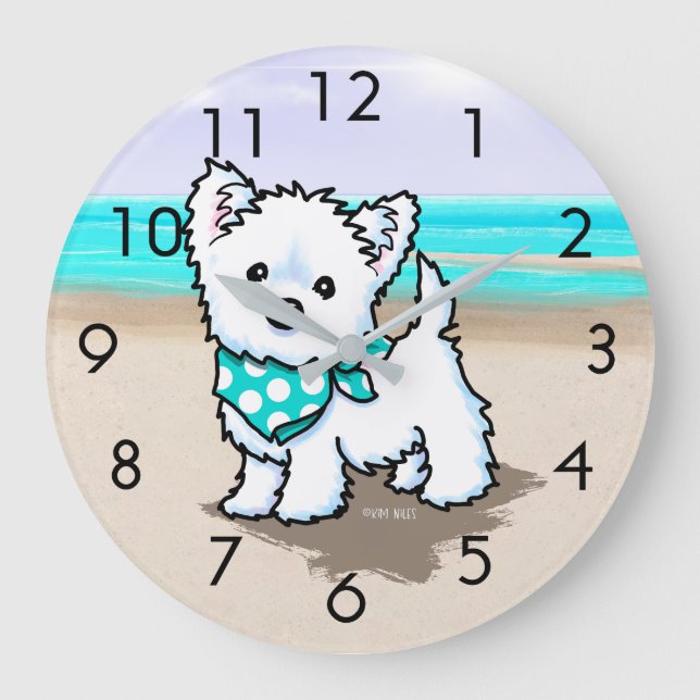 KiniArt Cutieface Westie Wall Clock Stor Klocka (Framsida)
