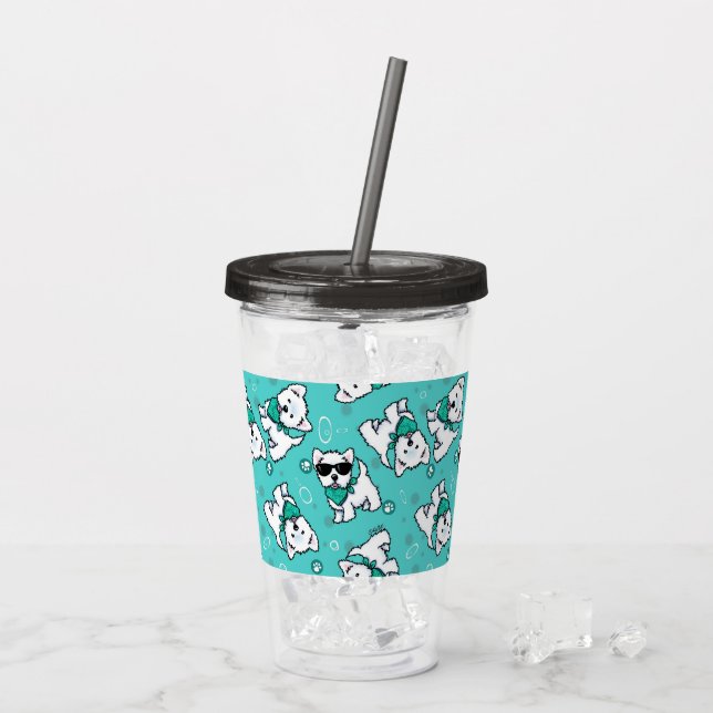 KiniArt Cutieface Westies Akryl Tumbler Take Away Mugg (Baksida Ice)