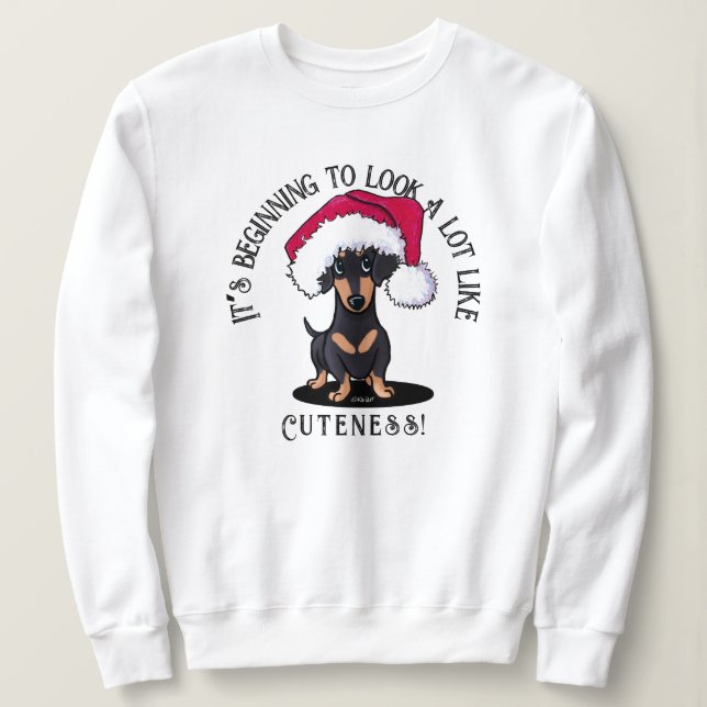 KiniArt Dachshund Jultröja T Shirt (Design framsida)