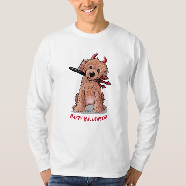 KiniArt Doodle Dog Halloween T-Shirt (Framsida)