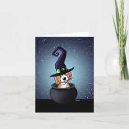 KiniArt Doodle Hund Witch Halloween Kort