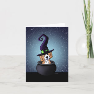 KiniArt Doodle Hund Witch Halloween Kort