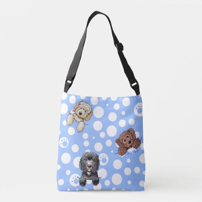 KiniArt Doodle Hundar Tote Axelväska (Baksida)