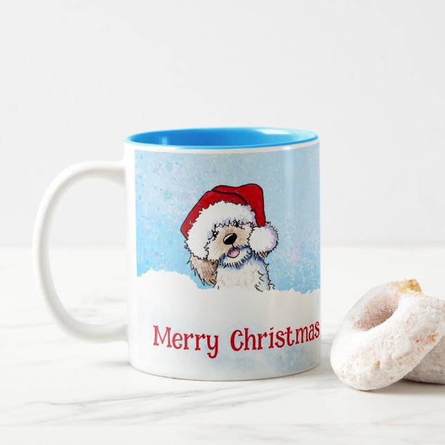 KiniArt Doodle Valp Jul Två-Tonad Mugg (Med munk)