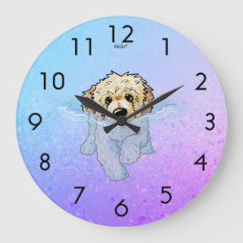 KiniArt DoodleMoji Goldendoodle Large Clock Stor Klocka