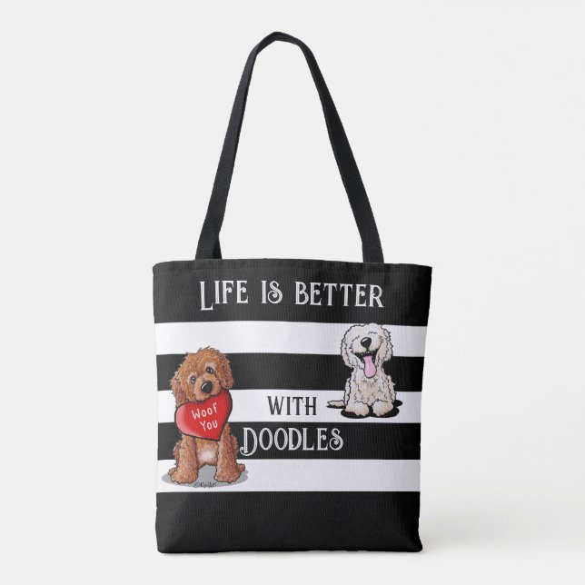KiniArt DoodleMoji Tote Bag Tygkasse (Baksida)