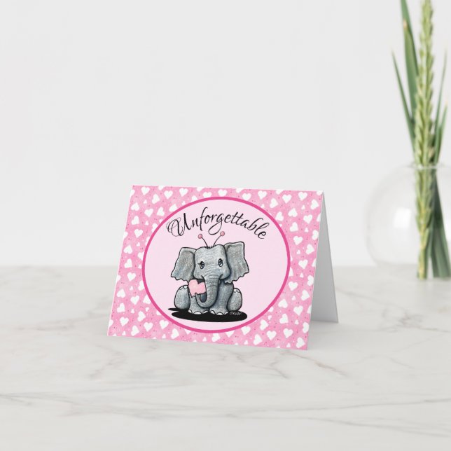 KiniArt Elefant Alla hjärtans dag  Helgkort (Framsida)