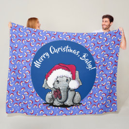 KiniArt Elephant jul Fleece Blanket