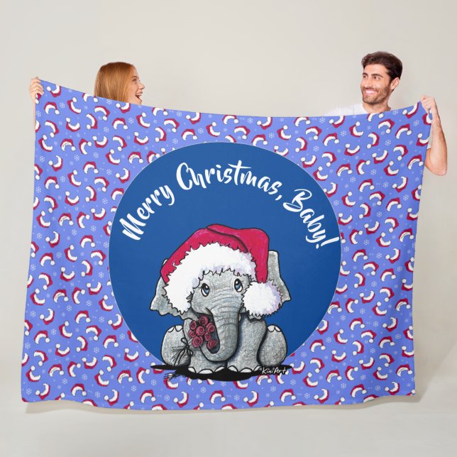 KiniArt Elephant jul Fleece Blanket (På plats)