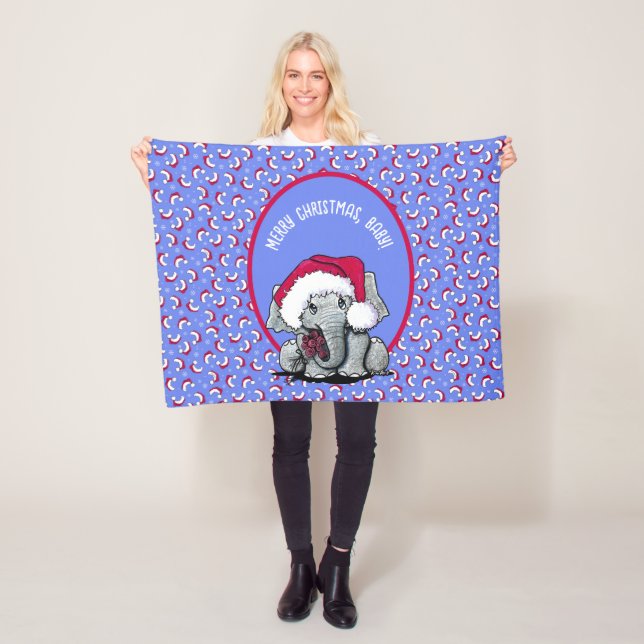 KiniArt Elephant jul Fleece Blanket (På plats)