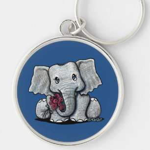 KiniArt Elephant Keychain Rund Silverfärgad Nyckelring