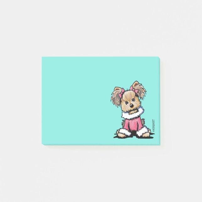 KiniArt festlig Yorkie Terrier Post-it Block (Framsida)