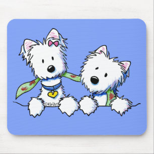 KiniArt fick- Westie pojke och flicka Musmatta