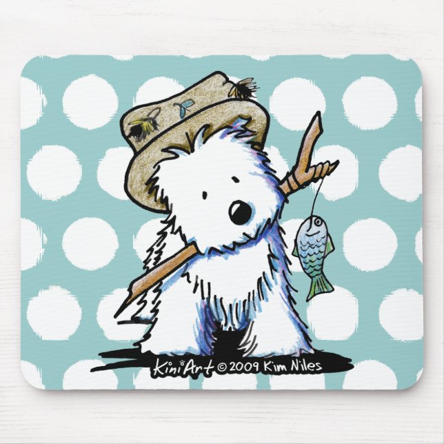 KiniArt Fishing Westie Mousepad Musmatta (Framsidan)