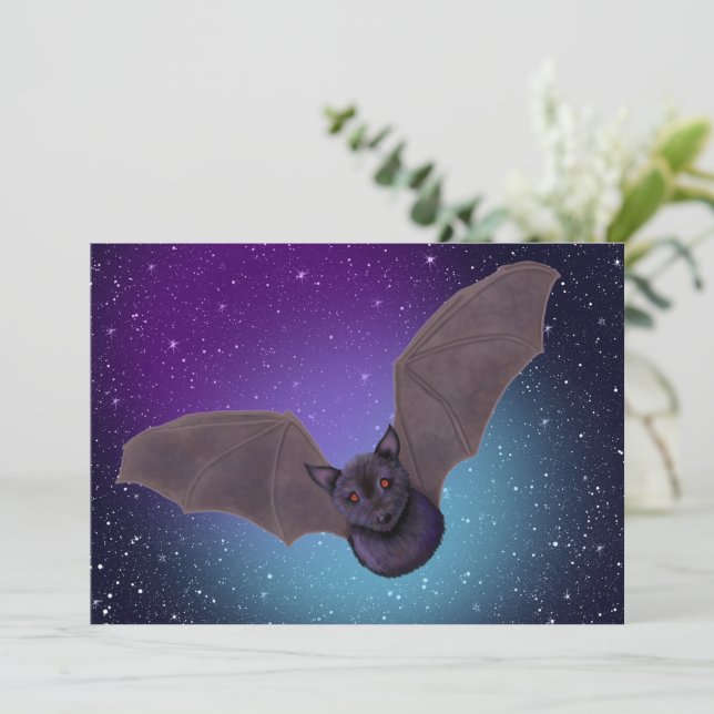 KiniArt Fladdermus Halloween fest-inbjudan Tack Kort (Stående Fram)