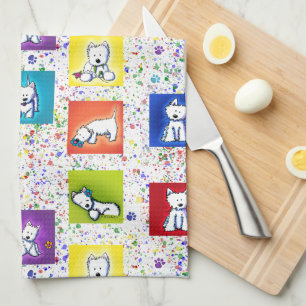 KiniArt Flowerbox Westies Kökshandduk