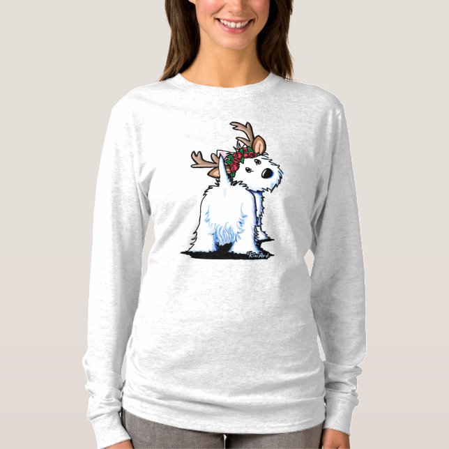 KiniArt Fluffybutt Westie Ren T-Shirt (Framsida)