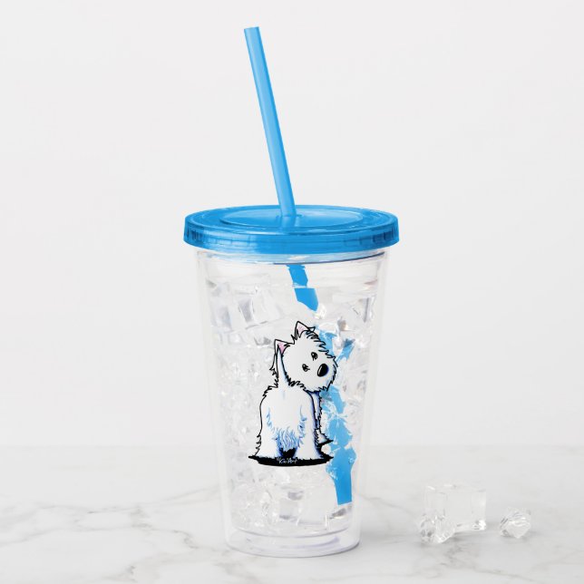 KiniArt Fluffyrumme Westie Acrylic Tumbler Take Away Mugg (Framsida Ice)