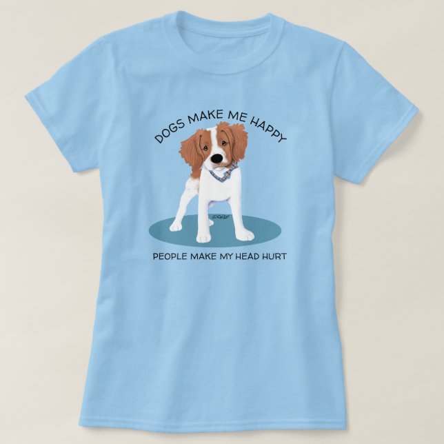 KiniArt Fransk Brittany Hund älskare T-Shirt (Design framsida)