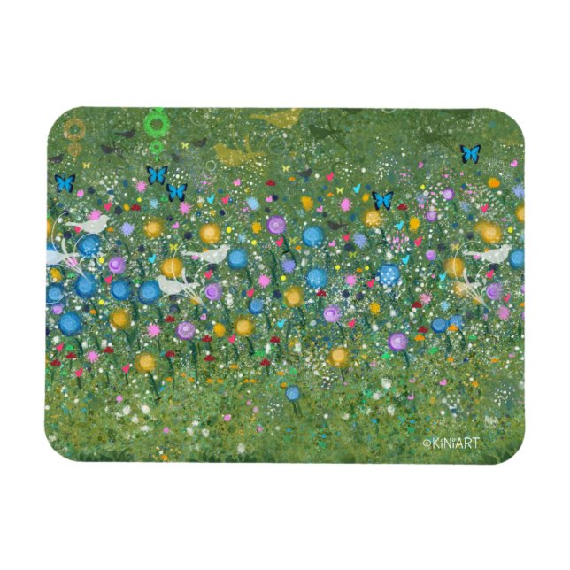 KiniArt Garden Abstrakt Birds and Butterflies Magnet (Horisontell)