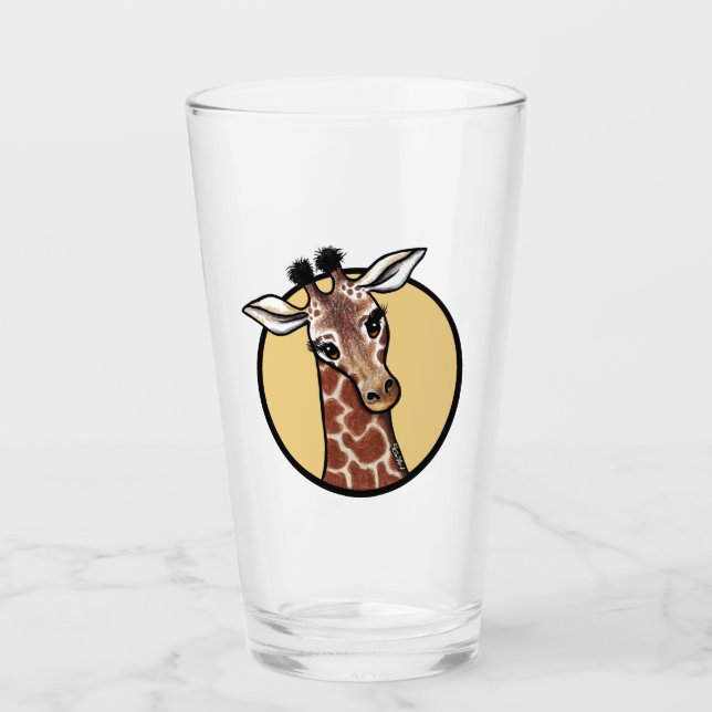 KiniArt Giraffe Älskare Glass Kopp (Framsida)