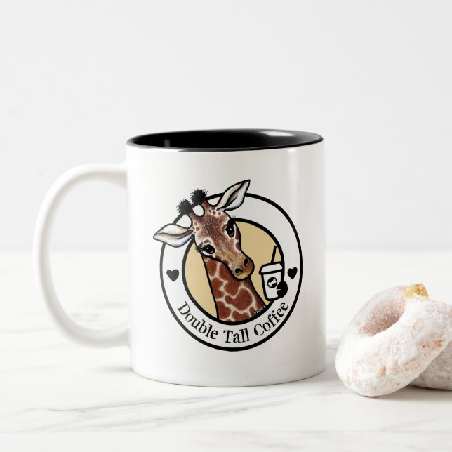 KiniArt Giraffe Coffee Två-Tonad Mugg (Med munk)