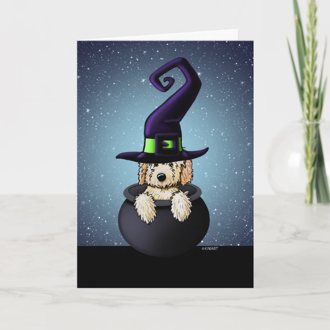 KiniArt Goldendoodle Halloween Kort (Framsida)
