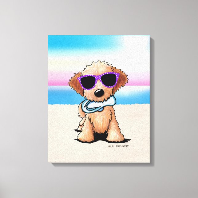 KiniArt Goldendoodle Hund Beach Canvastryck (Framsida)