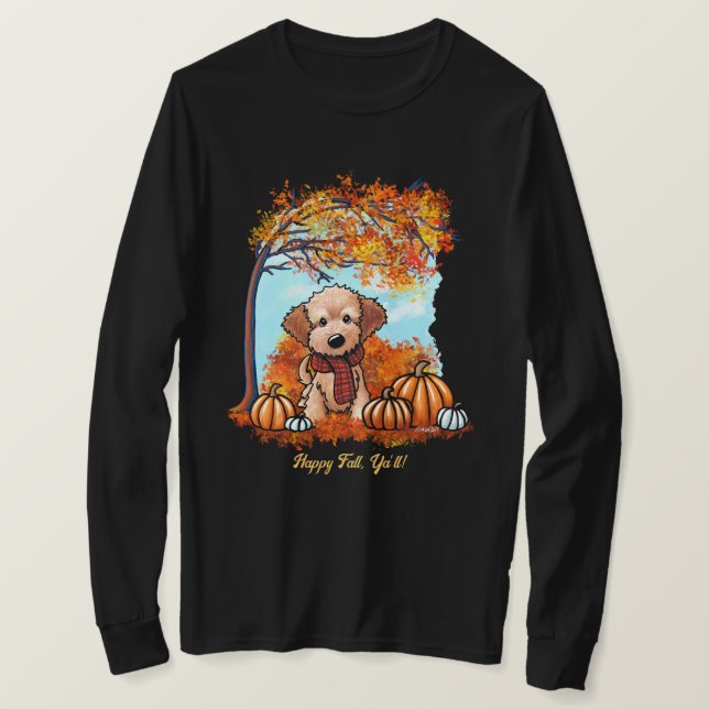 KiniArt Goldendoodle-Valp - höst T Shirt (Design framsida)