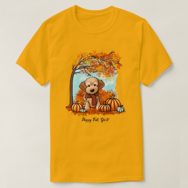 KiniArt Goldendoodle-Valp - höst T Shirt (Design framsida)