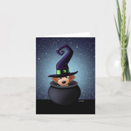 KiniArt Goldendoodle Witch Halloween Kort