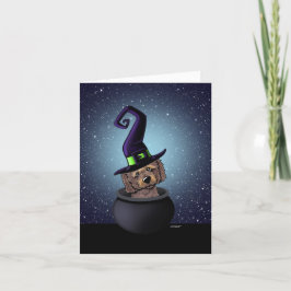KiniArt Goldendoodle Witch Halloween Kort