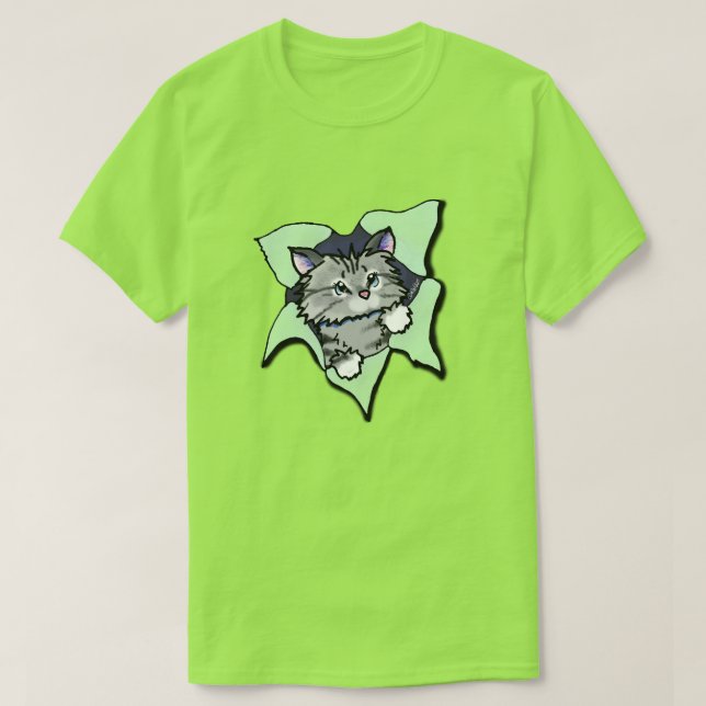 KiniArt Grå Kattunge Blast T-shirt (Design framsida)