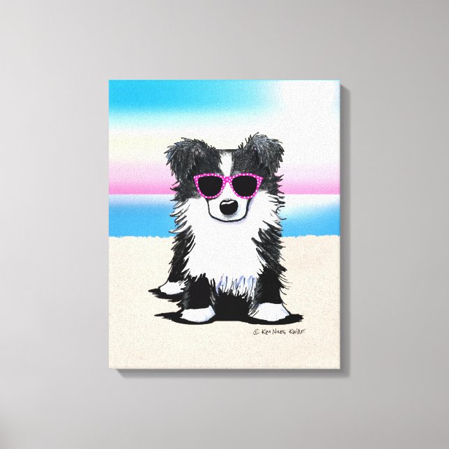 KiniArt Gräns Collie Hund Beach Canvastryck (Framsida)