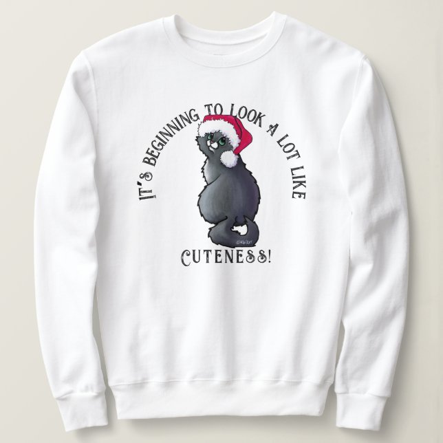 KiniArt Grått Kat Julsötskjorta T Shirt (Design framsida)