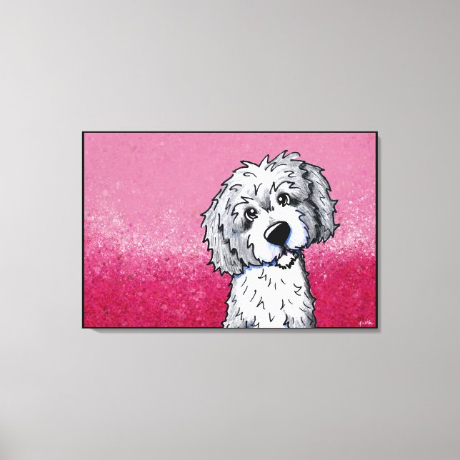 KiniArt Grått och White Goldendoodle Canvastryck (Framsida)