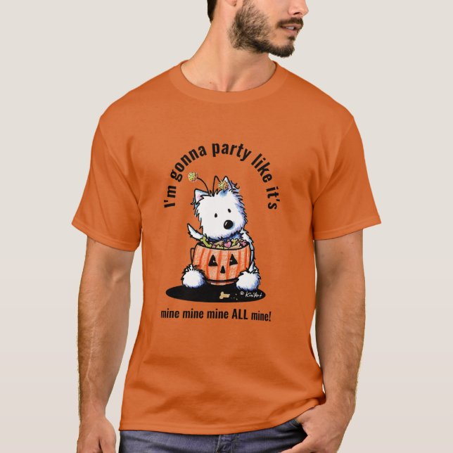 KiniArt Halloween Westie T Shirt (Framsida)